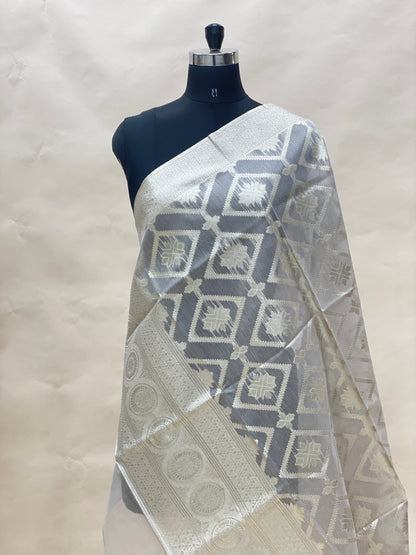 Adorable Eye Catching Ethnic Triangular Work On Tissue Dupatta