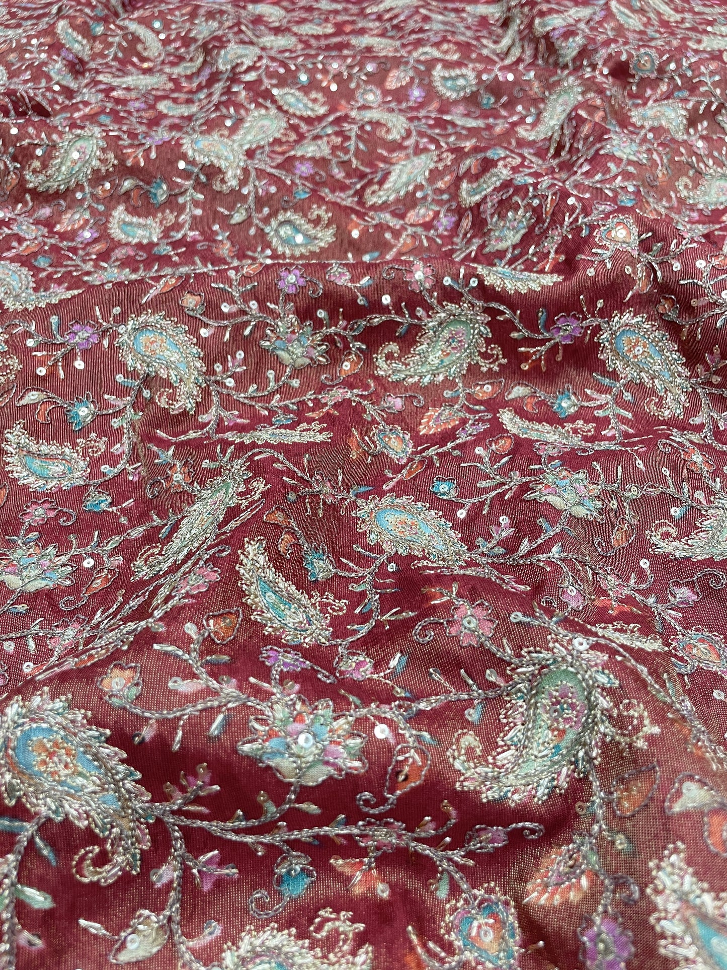 Tissue Print With Embroidery (colors available) 44"inch