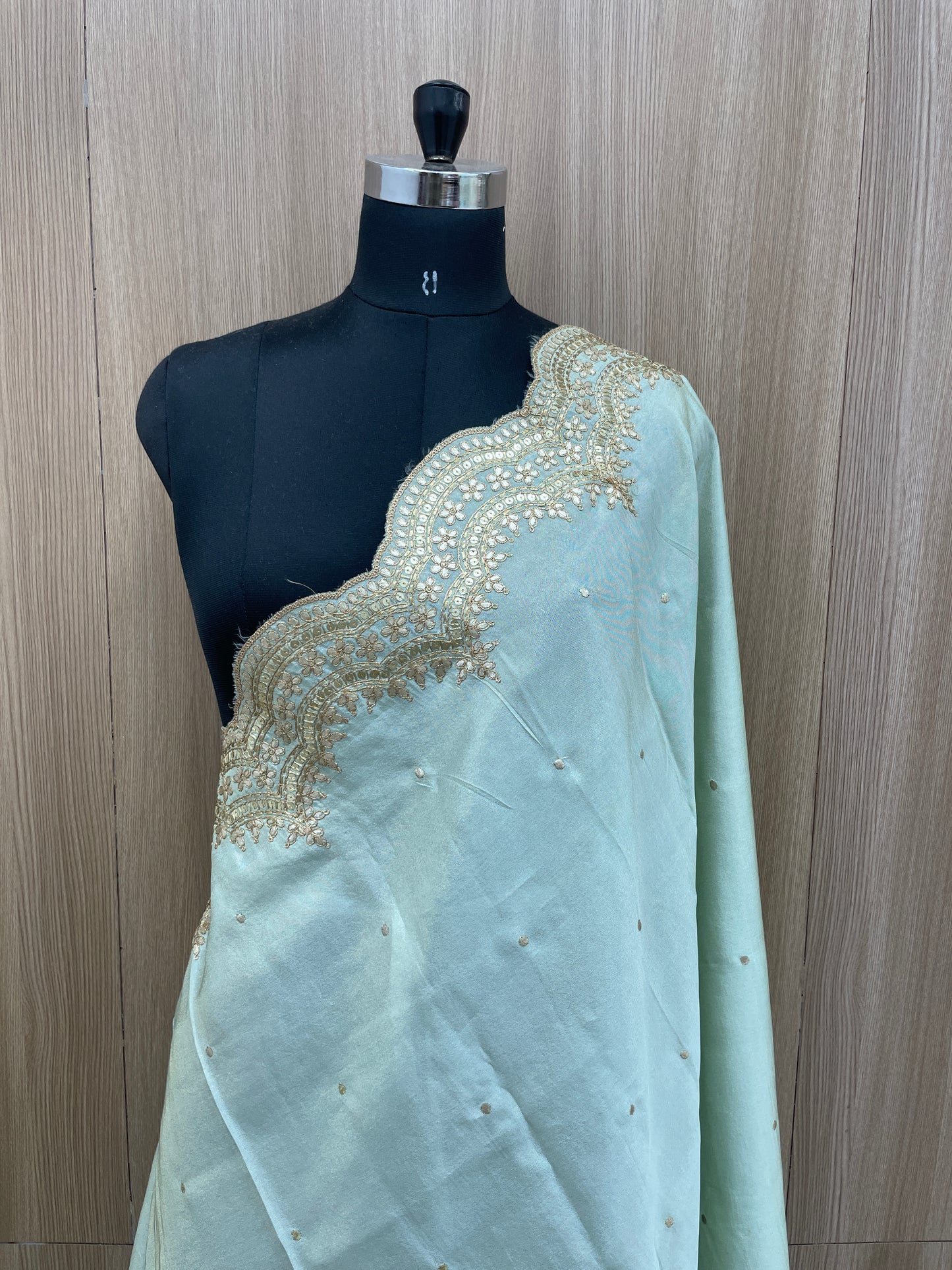 Exclusive Heavy Premium Traditional Thread Embroidery With Sequin And Zari Work On Tissue Dupatta