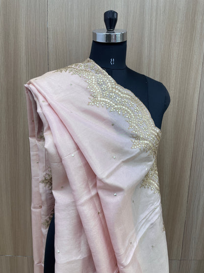 Exclusive Heavy Premium Traditional Thread Embroidery With Sequin And Zari Work On Tissue Dupatta