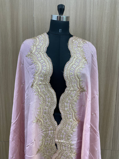 Exclusive Heavy Premium Traditional Thread Embroidery With Sequin And Zari Work On Tissue Dupatta