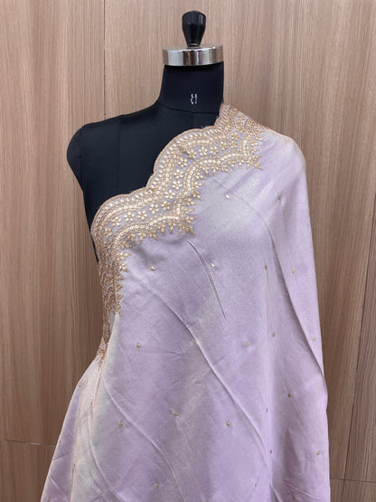 Exclusive Heavy Premium Traditional Thread Embroidery With Sequin And Zari Work On Tissue Dupatta