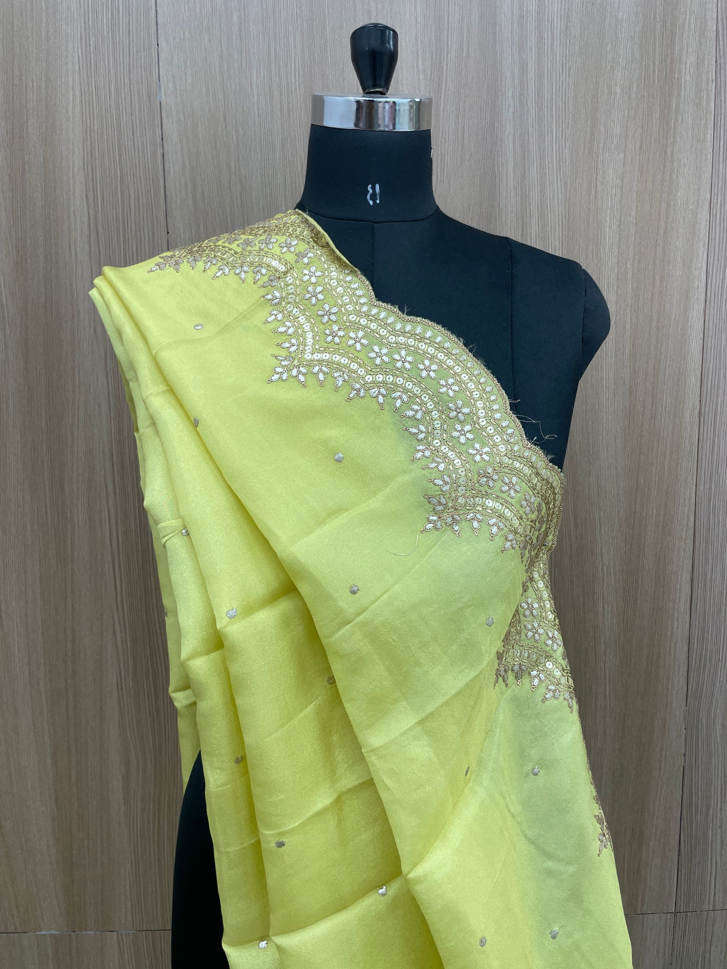 Exclusive Heavy Premium Traditional Thread Embroidery With Sequin And Zari Work On Tissue Dupatta