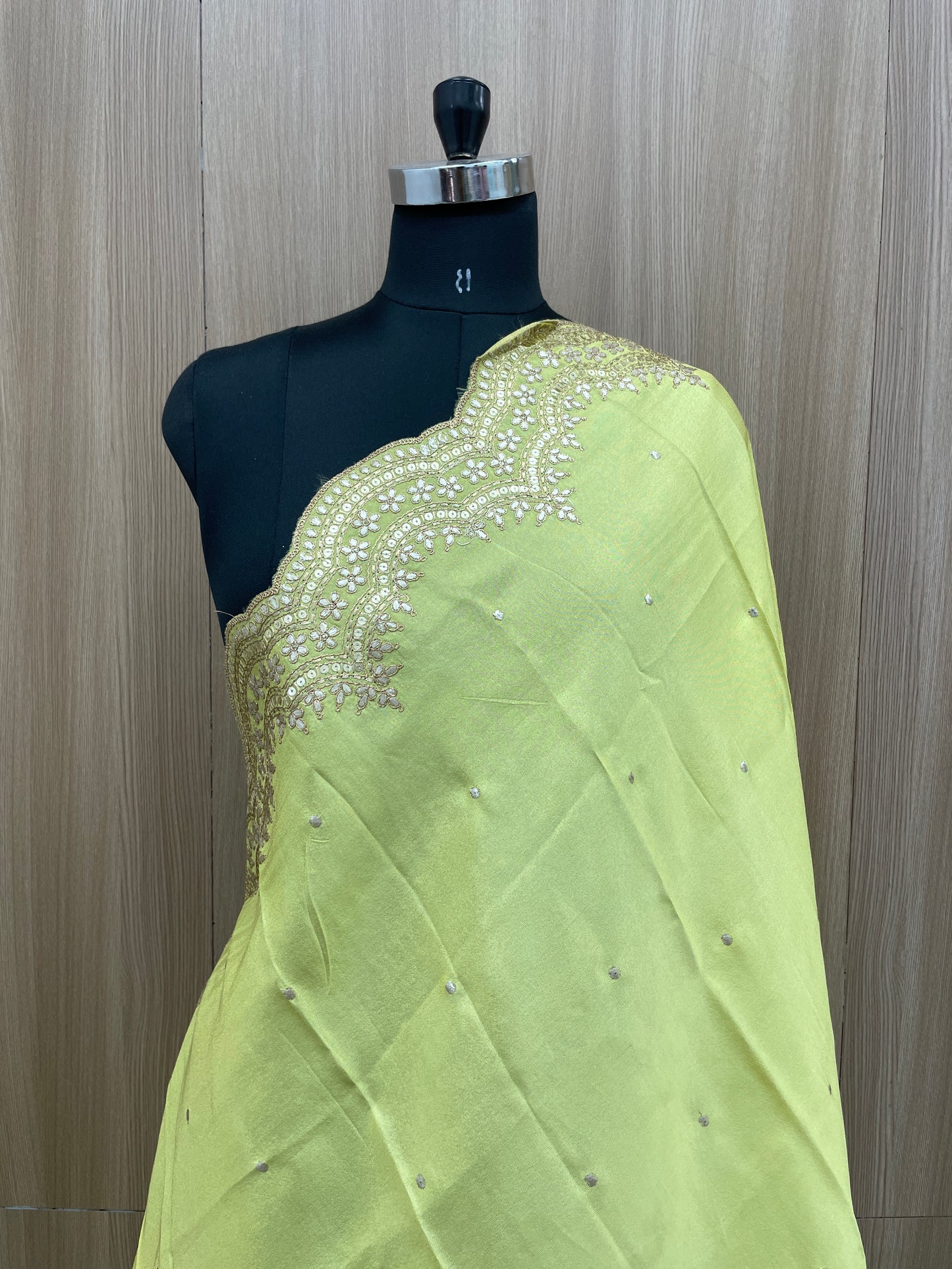 Exclusive Heavy Premium Traditional Thread Embroidery With Sequin And Zari Work On Tissue Dupatta