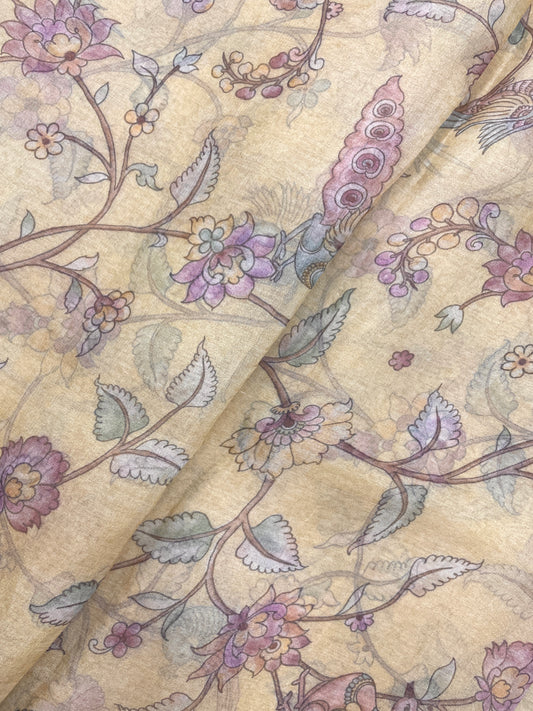 Perfect Glorious Bright Colorful Floral Print On Tissue Fabric
