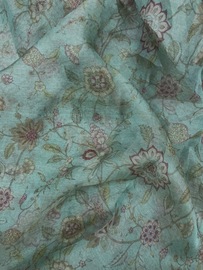 Gorgeous Attractive Multi Color Floral Print All Over Tissue Fabric