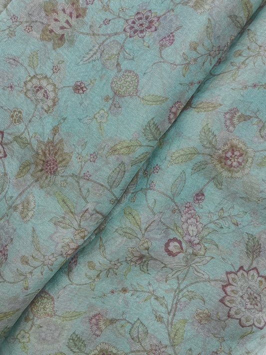 Gorgeous Attractive Multi Color Floral Print All Over Tissue Fabric