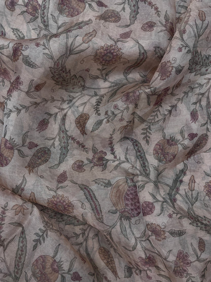 Superb Eye Catching Fruit And Floral Print On Tissue Fabric