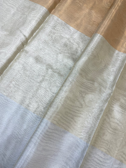 Opulent Dual-Toned Gold and Silver Print on Luxurious Tissue Fabric