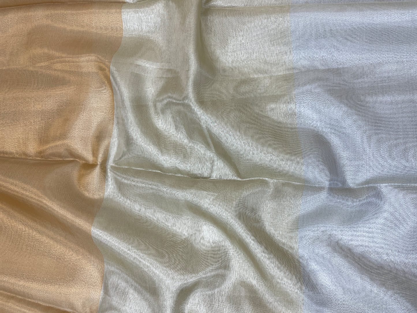 Opulent Dual-Toned Gold and Silver Print on Luxurious Tissue Fabric