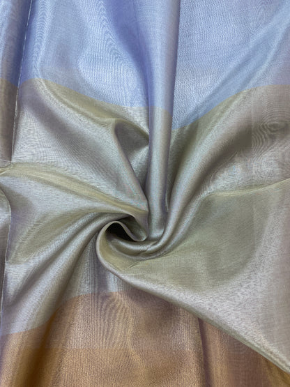 Attractive Beautiful 3D Illusion Print Purple, Silver, and Copper Hues on Tissue Fabric