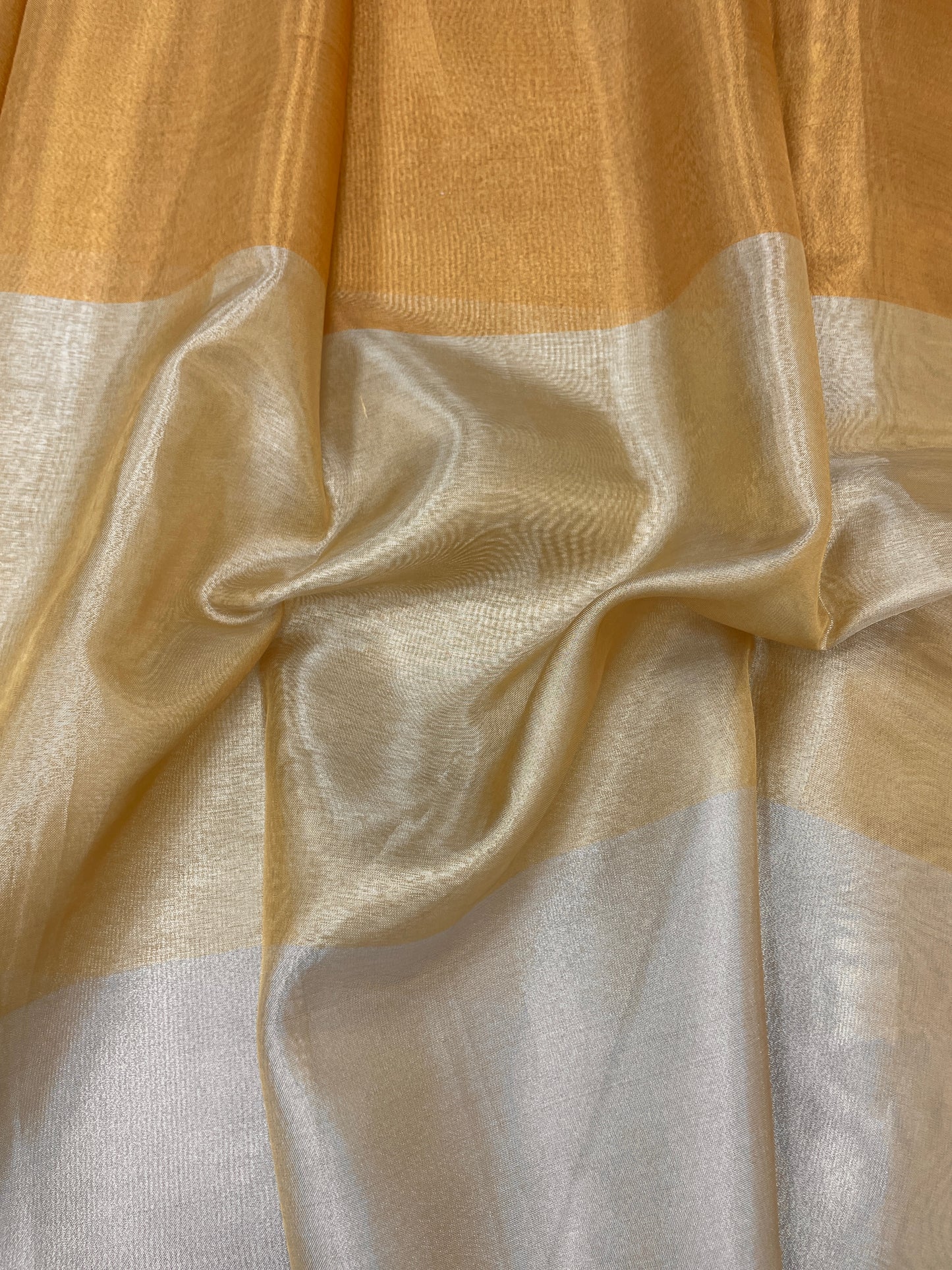 Pretty 3D Illusion Print of Light Gold, Gold, and Dark Gold on Tissue Fabric