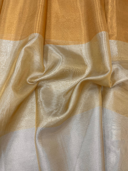 Pretty 3D Illusion Print of Light Gold, Gold, and Dark Gold on Tissue Fabric