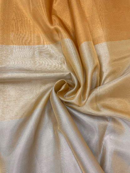 Pretty 3D Illusion Print of Light Gold, Gold, and Dark Gold on Tissue Fabric