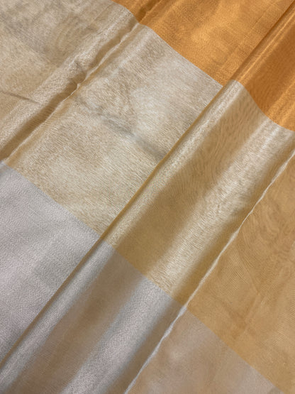 Pretty 3D Illusion Print of Light Gold, Gold, and Dark Gold on Tissue Fabric