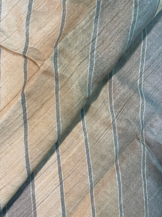 Pleasant Elegant Multi Color Stripes Print All Over Tussar Silk Fabric
