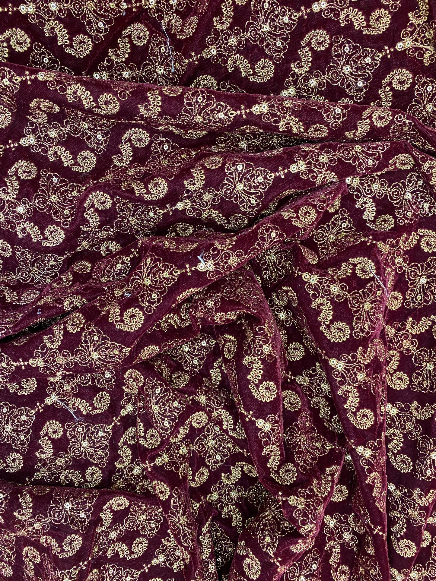 Magnificent Traditional Zari Embroidery With Premium Sequin Work On Velvet Fabric