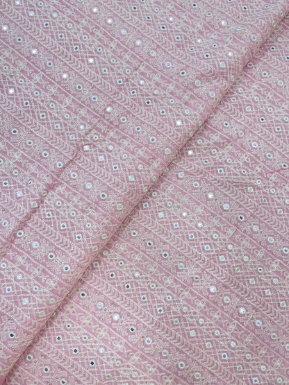 Viscose Georgette Embroidery with Mirror Work on Georgette Fabric