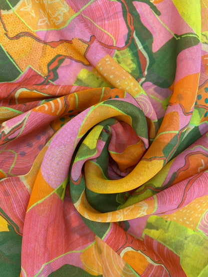 Gorgeous Colorful Vibrant Print All Over Viscose Georgette Fabric