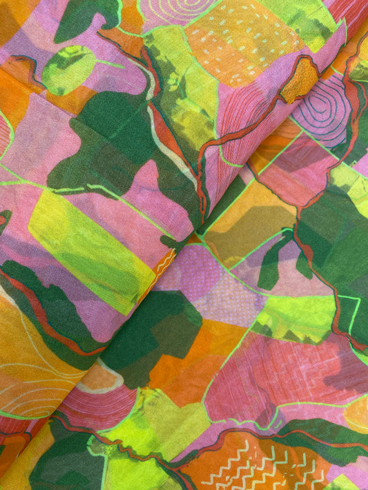 Gorgeous Colorful Vibrant Print All Over Viscose Georgette Fabric