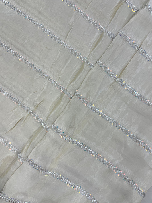 Stunning Glazing Shiny Stripes Cut Dana Embroidery All Over Viscose Tissue Fabric