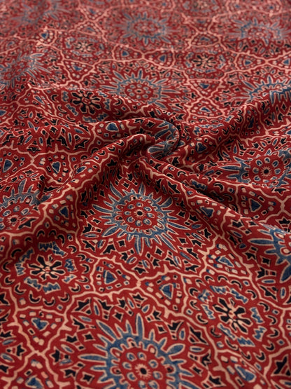 Modal Satin Ajrakh Print 44"inch