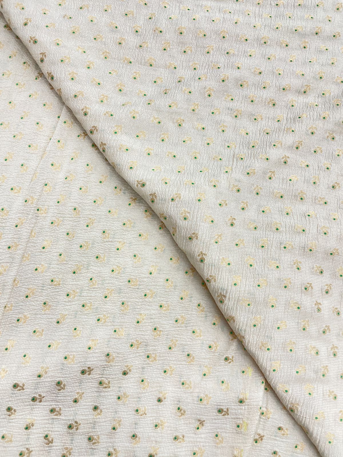Pure Munga Silk Crush Fabric With Meenakari Butti