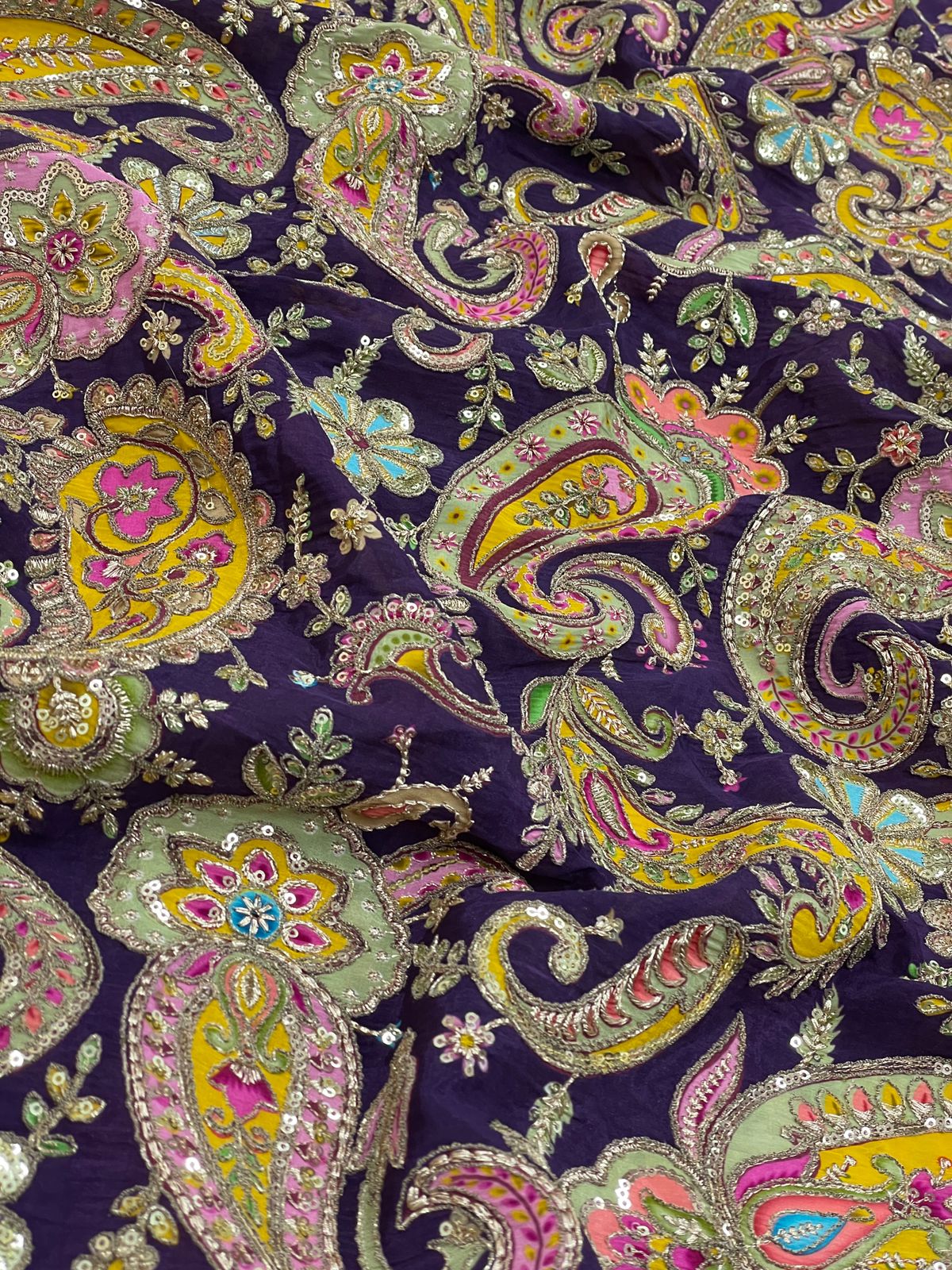 Elegant Crepe Position Print With Embroidery (Colors Available)