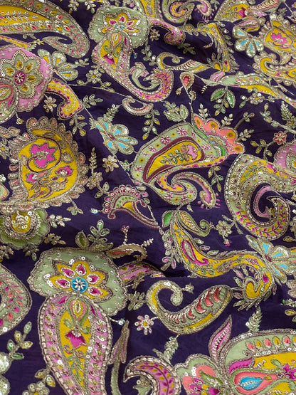 Elegant Crepe Position Print With Embroidery (Colors Available)