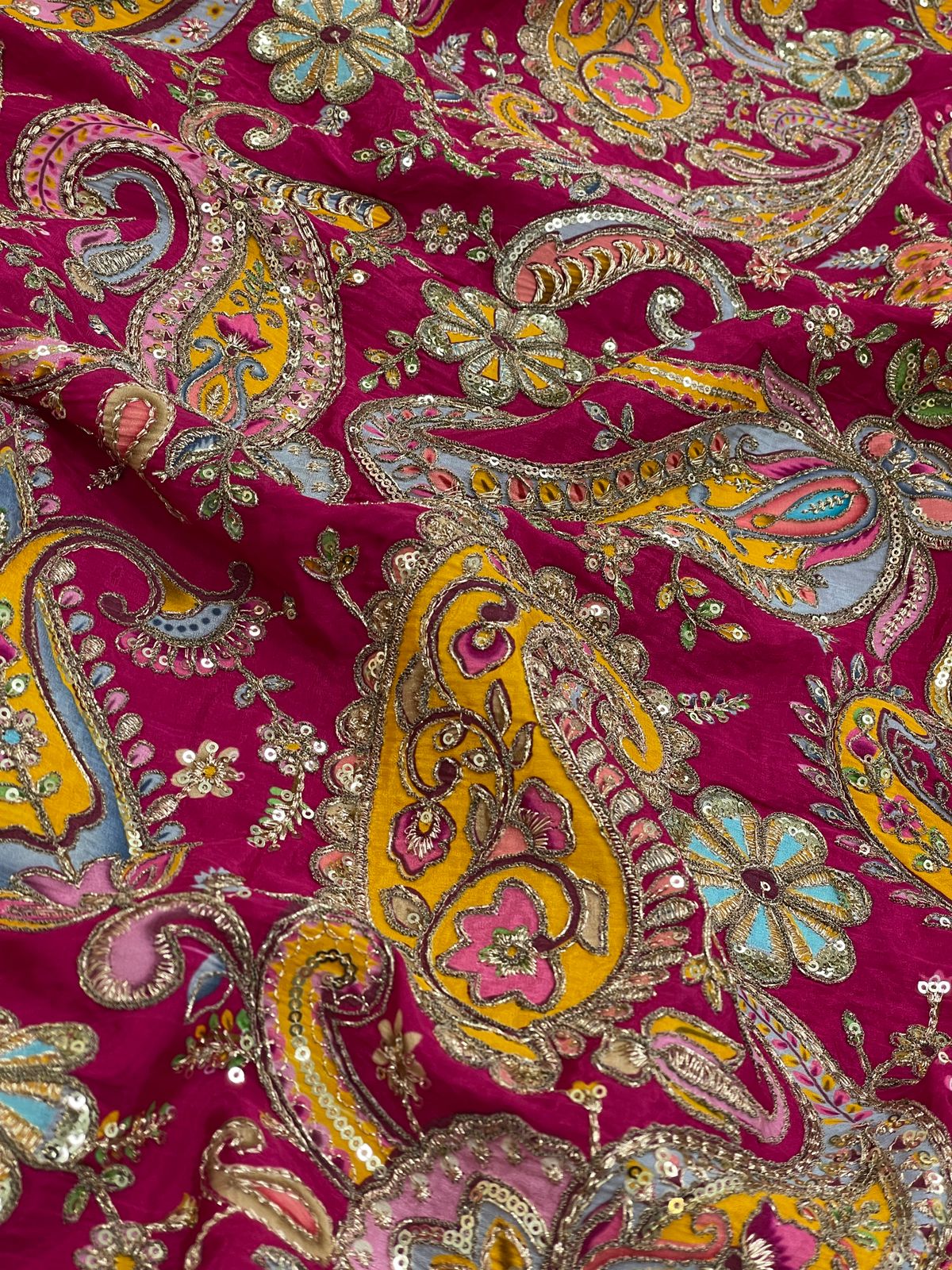 Elegant Crepe Position Print With Embroidery (Colors Available)