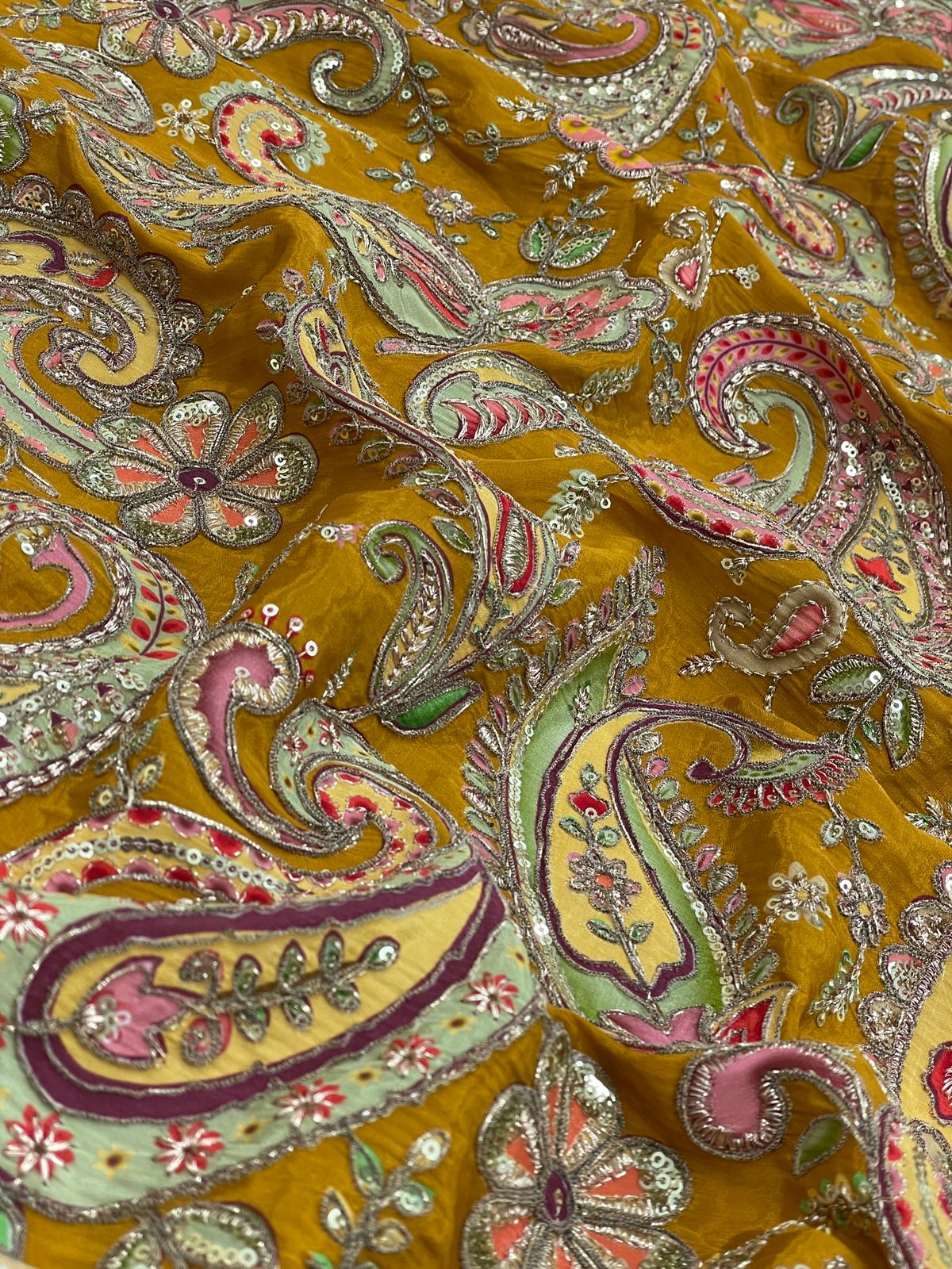 Elegant Crepe Position Print With Embroidery (Colors Available)