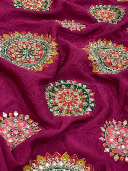 Crepe Position Print With Embroidery (Colors Available)