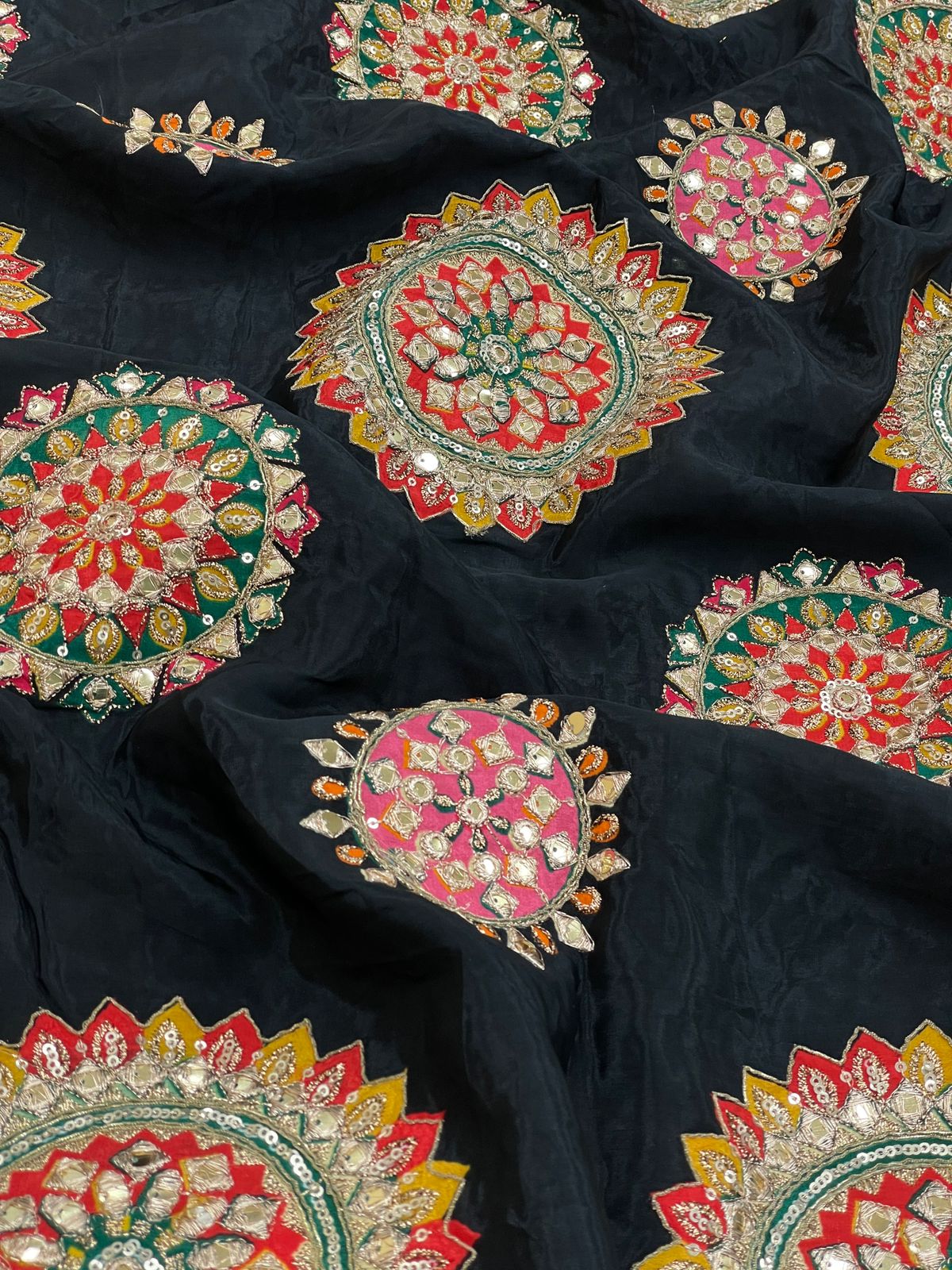 Crepe Position Print With Embroidery (Colors Available)