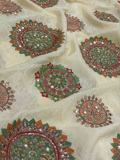 Crepe Position Print With Embroidery (Colors Available)