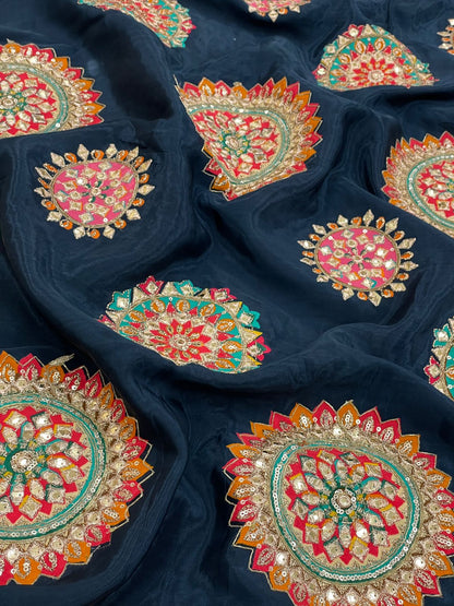 Crepe Position Print With Embroidery (Colors Available)