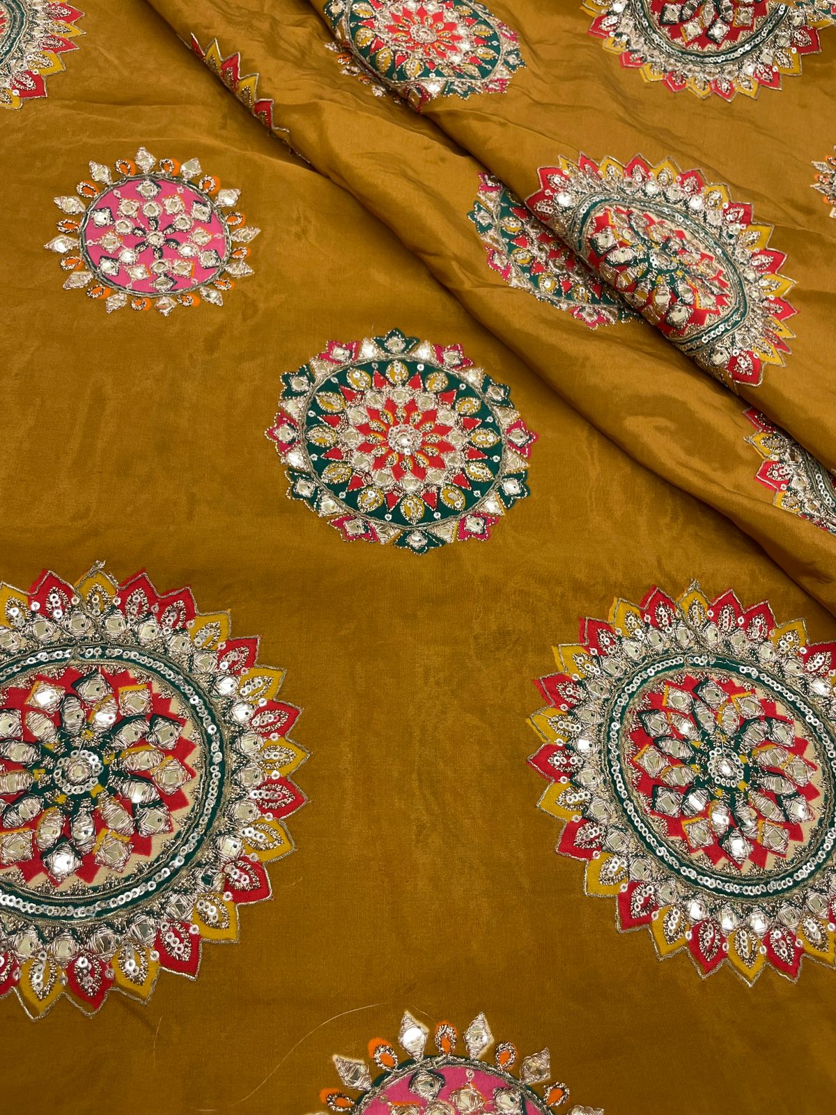 Crepe Position Print With Embroidery (Colors Available)