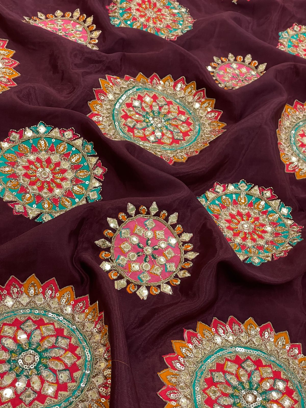 Crepe Position Print With Embroidery (Colors Available)