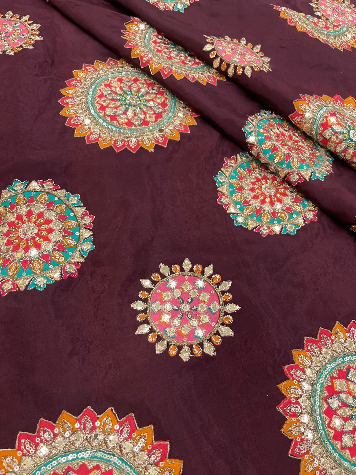 Crepe Position Print With Embroidery (Colors Available)