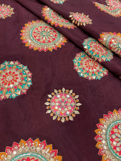 Crepe Position Print With Embroidery (Colors Available)