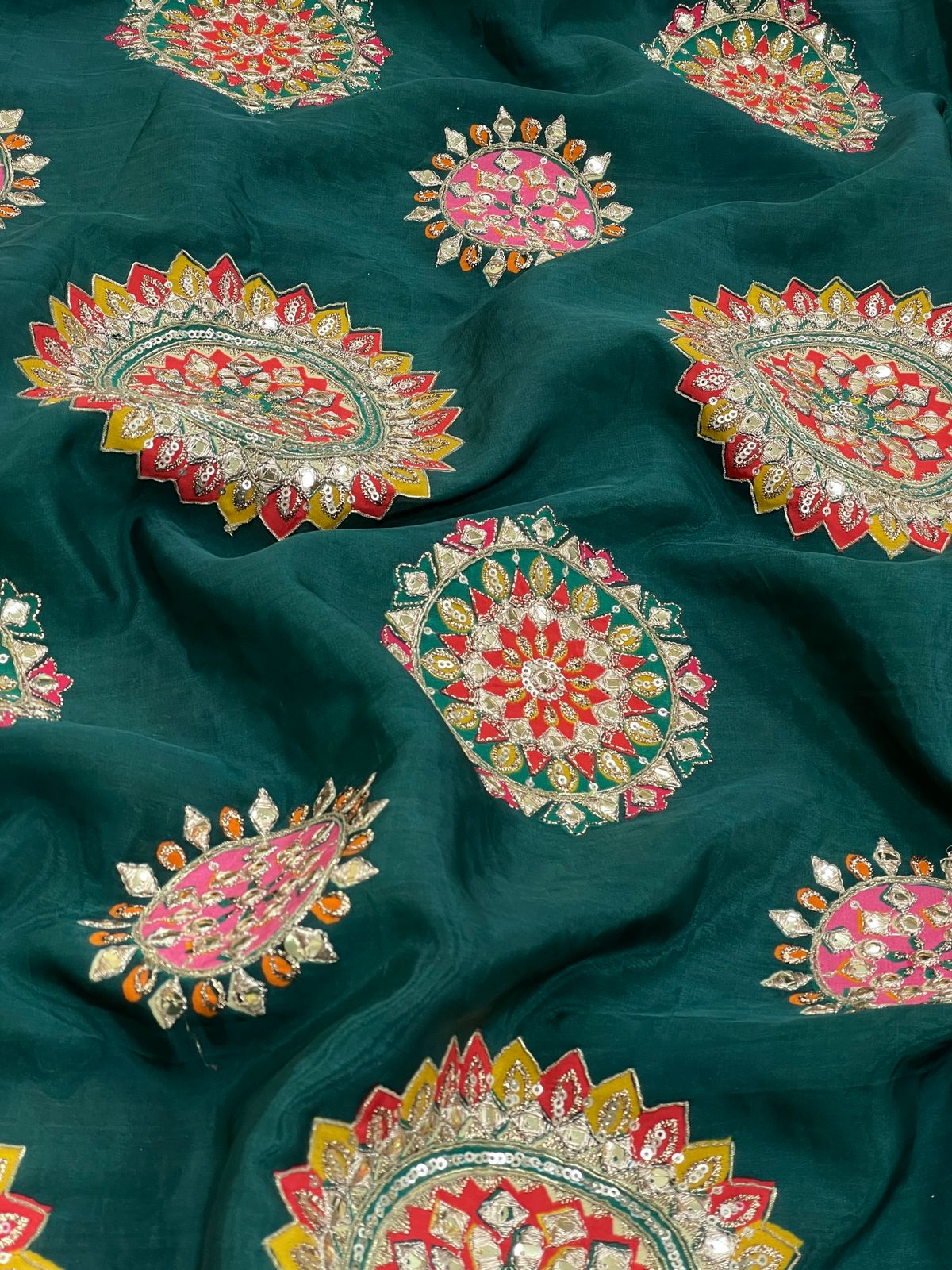 Crepe Position Print With Embroidery (Colors Available)