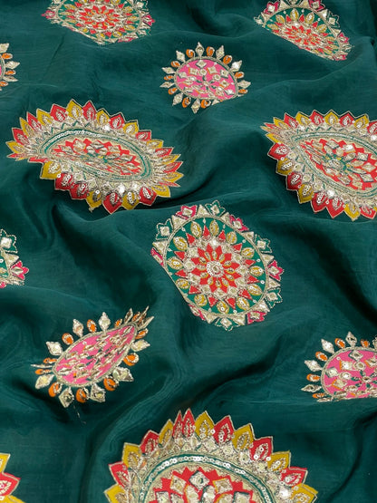 Crepe Position Print With Embroidery (Colors Available)