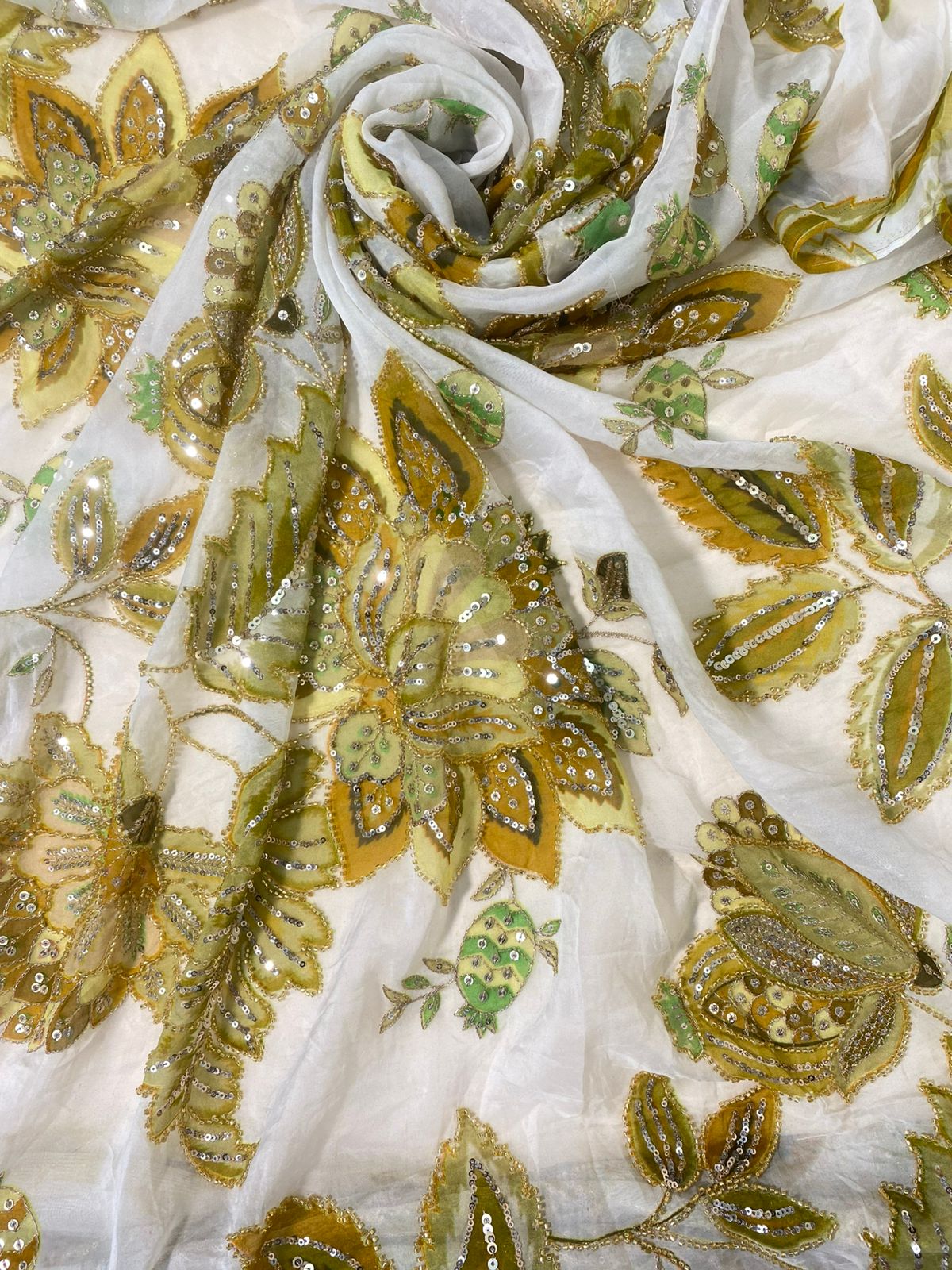 Viscose Organza Embroidery (Colours Available) 44"Inch