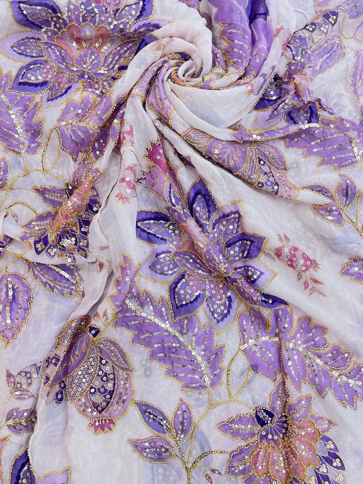 Viscose Organza Embroidery (Colours Available) 44"Inch