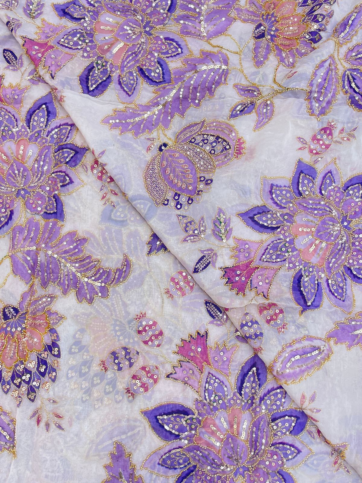 Viscose Organza Embroidery (Colours Available) 44"Inch