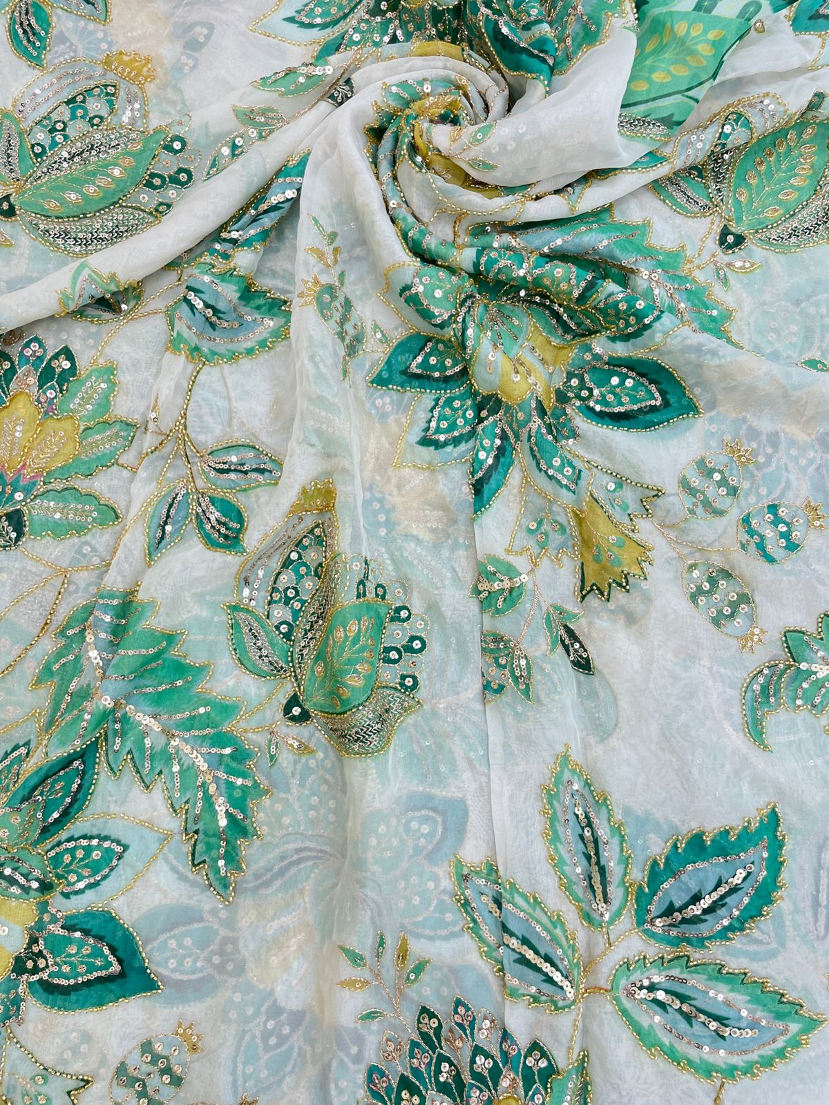 Viscose Organza Embroidery (Colours Available) 44"Inch