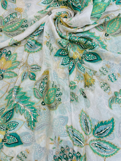 Viscose Organza Embroidery (Colours Available) 44"Inch