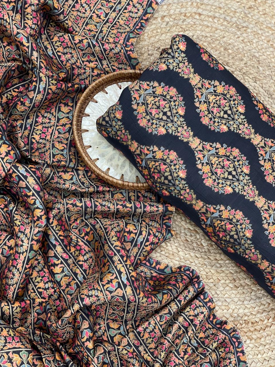 Banarasi Brocade With Position Print Set 44"Inch (colours Available)