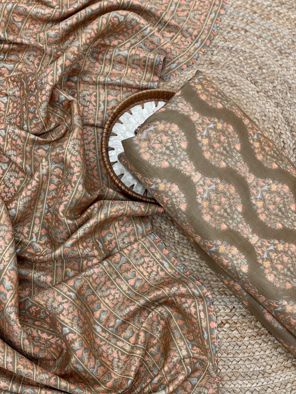 Banarasi Brocade With Position Print Set 44"Inch (colours Available)