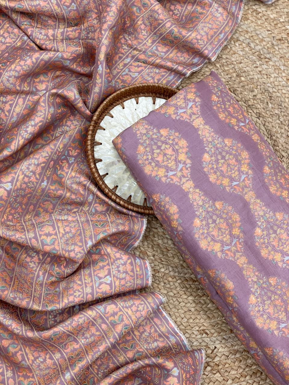 Banarasi Brocade With Position Print Set 44"Inch (colours Available)