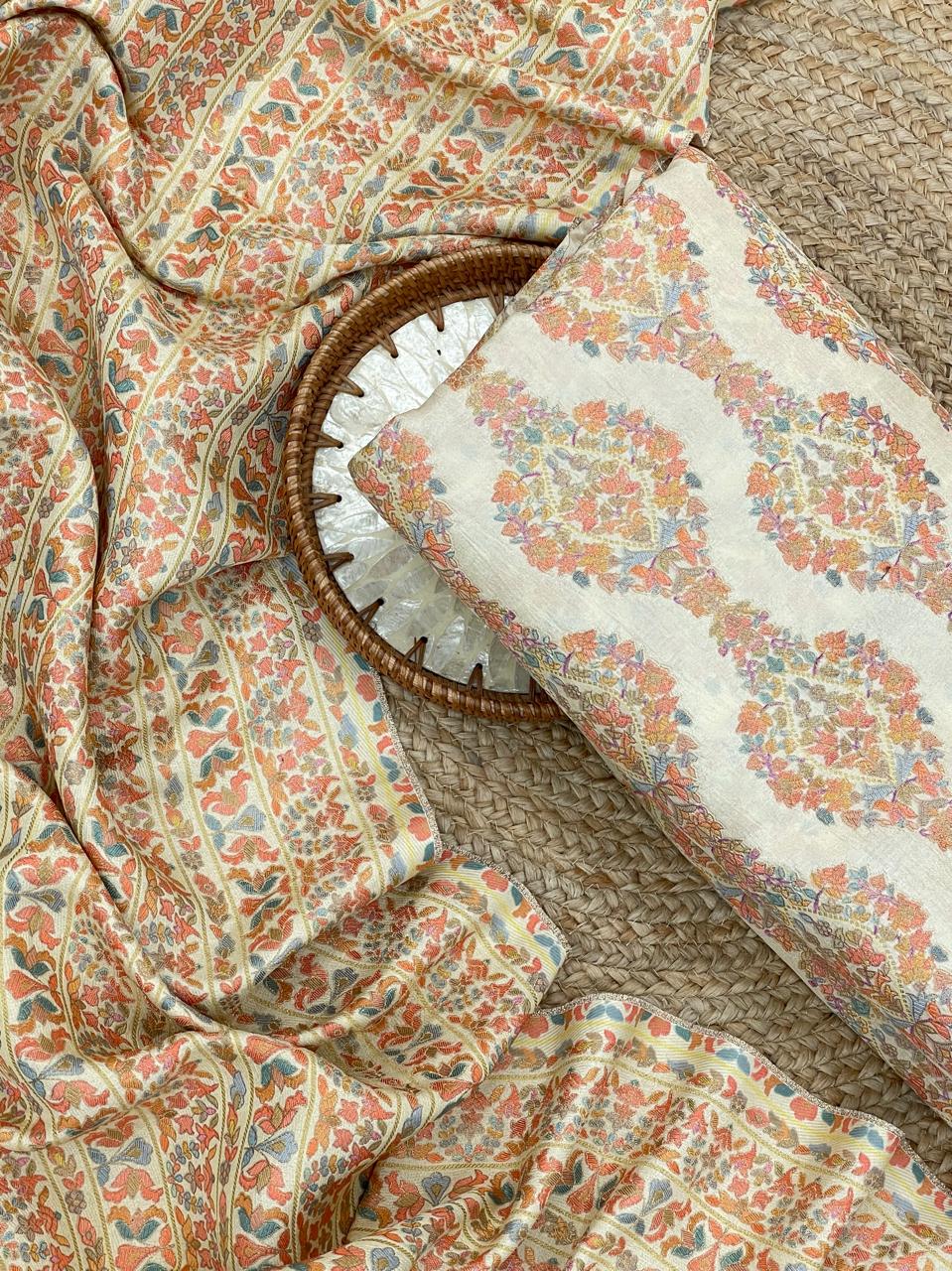 Banarasi Brocade With Position Print Set 44"Inch (colours Available)